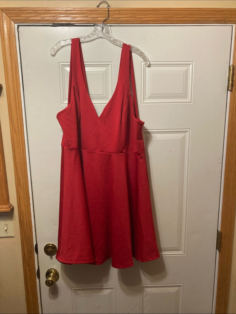 Red‎ V-Neck Sleeveless A-Line Dress 4XL